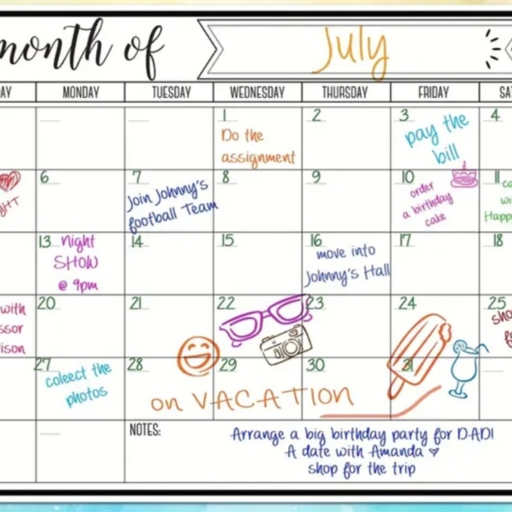 NEW in box 1 piece Dry Erase Magnetic Fridge Calendar - Picture 4 of 4